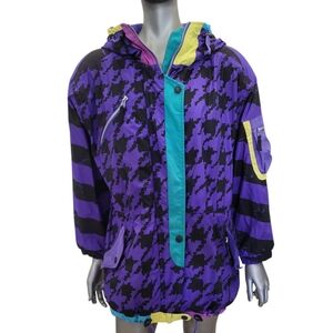 Vtg. B16. Obermeyer Women's Ski/Snowboard Jacket in Purple and Yellow - Sz 8